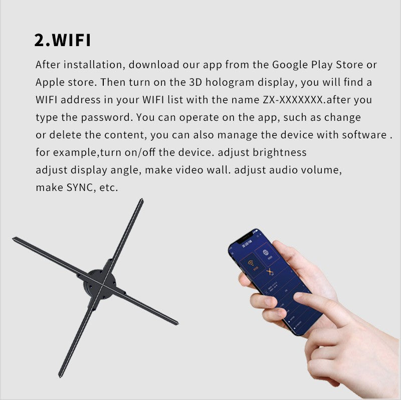 42CM/52CM/56CM/65CM 3D Holographic LED Fan Display for Advertising/Shop/Wedding High Brightness Custom Logo DIY Projector