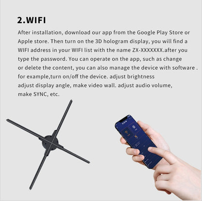 42CM/52CM/56CM/65CM 3D Holographic LED Fan Display for Advertising/Shop/Wedding High Brightness Custom Logo DIY Projector