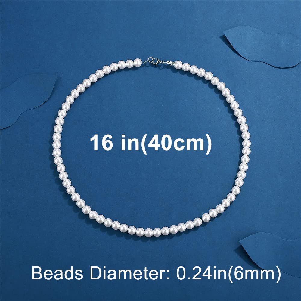 Colar Elegante de Pérola Branca Artificial 1 Peça Gargantilha Corrente de Contas para Homens e Mulheres Presente de Joia da Moda