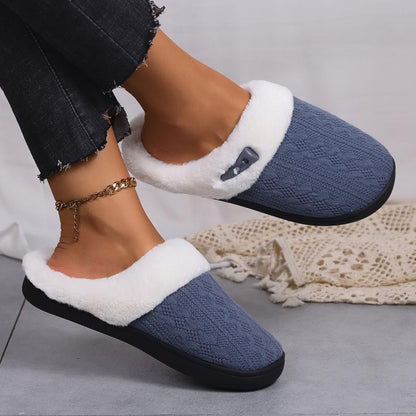 Platform Fluffy Slippers Women House Plush Fashion Designer Winter Shoes Ladies Flats Warm Home Casual Footwear Elegant Big Size