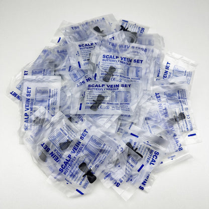 100 Unidades/Agulha de Infusão Borboleta com Boca Reta Descartável para Animais, Agulha de Infusão com Asa Dupla para Sala de Cuidados de Animais de Estimação