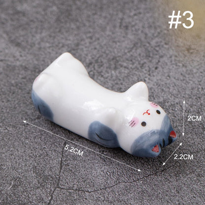 Conjunto de Descanso de Hashi de Cerâmica Gato Fofo Suporte de Hashi de Sushi de Comida Suporte de Garfo de Colher de Cerâmica Artesanato Suporte de Travesseiro
