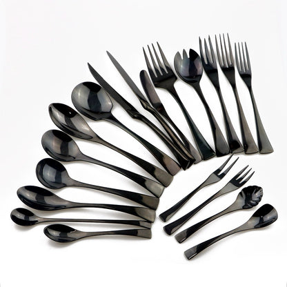 JANKNG Conjunto de Talheres Preto 1 Peça Aço Inoxidável 18/10 Ocidental Talheres de Mesa Garfo Faca de Bife Manteiga Jantar
