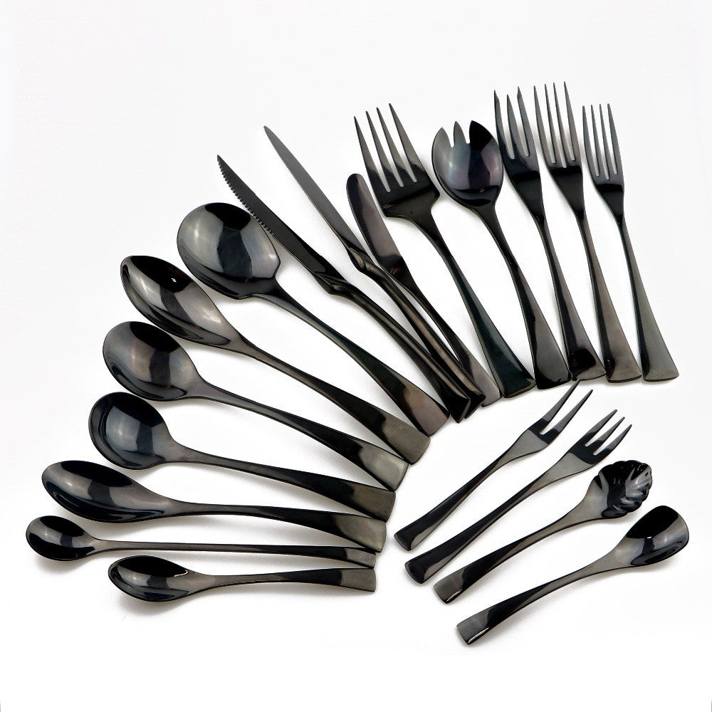 JANKNG Conjunto de Talheres Preto 1 Peça Aço Inoxidável 18/10 Ocidental Talheres de Mesa Garfo Faca de Bife Manteiga Jantar