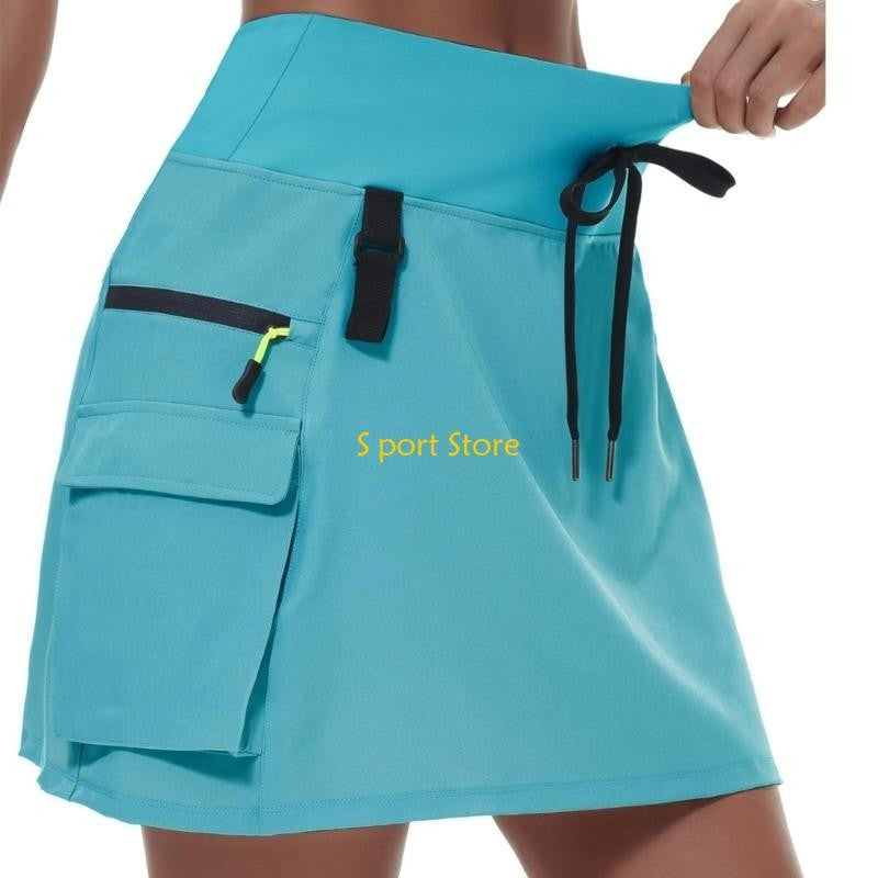 U2JB Fashion Workout Skirt Moisture Skort Elastic Waist Functional Pocket Design