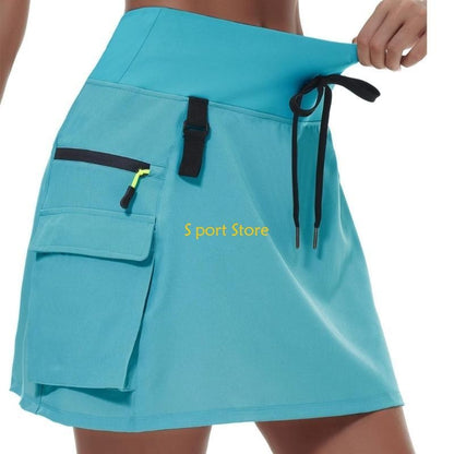 U2JB Fashion Workout Skirt Moisture Skort Elastic Waist Functional Pocket Design