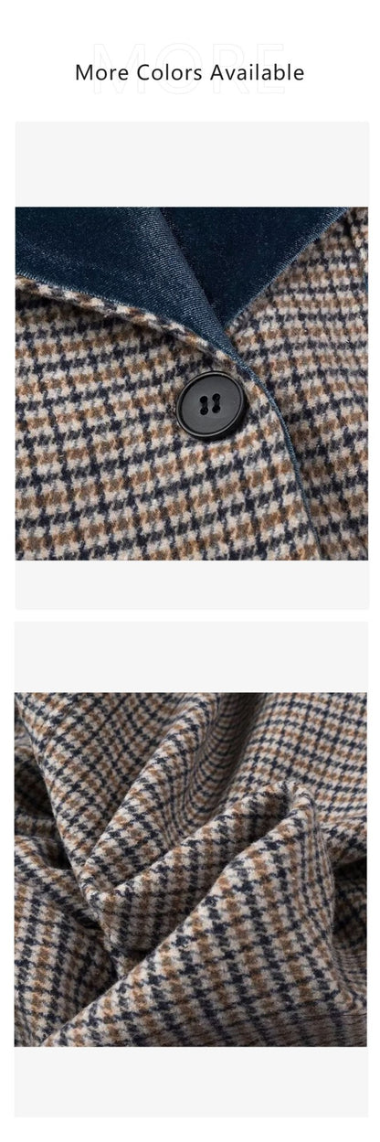 Autumn new women's clothing fashionable temperament versatile casual long plaid woolen coat