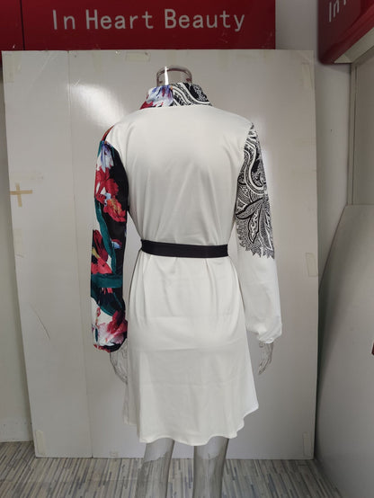 Autumn Winter  Womens Dresses V-neck Wrap Up Dress for Women Woman Clothing Korean Version long sleeve Loose Elegant dress Skirt