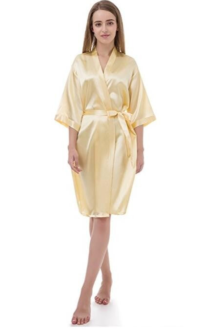 RB030 Sexy Large Size Sexy Satin Night Robe Lace Bathrobe Perfect Wedding Bride Bridesmaid Robes Dressing Gown For Women