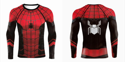 Mens Compression Shirts Long Sleeve Comics Spider Cosplay T-Shirt Superhero Tops Elastic Fitness Sportwear Halloween Clothes