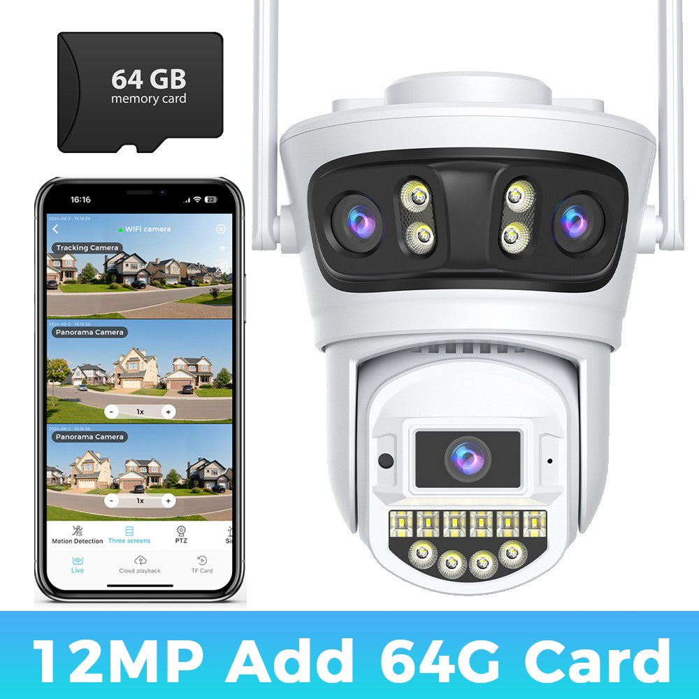 15MP 8K HD Wifi Surveillance Camera Outdoor Three Lens Three Screens Security IP Camera Human Detection 5G Wifi Camera O-KAM PRO