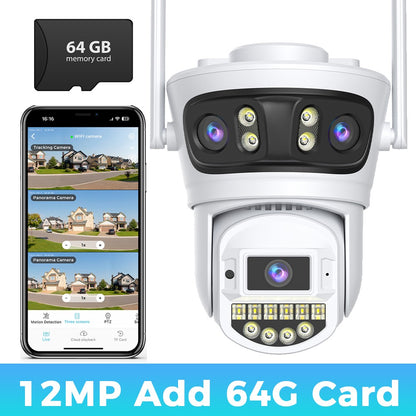 15MP 8K HD Wifi Surveillance Camera Outdoor Three Lens Three Screens Security IP Camera Human Detection 5G Wifi Camera O-KAM PRO