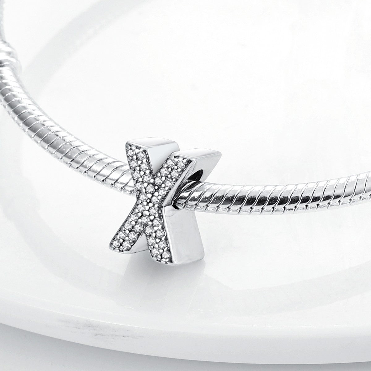 Fit Original Bangle Bracelet DIY A-Z Alphabet Charms Bead 925 Sterling Silver CZ Zircon LOVE Letter Dangle Pendant Jewelry Gift