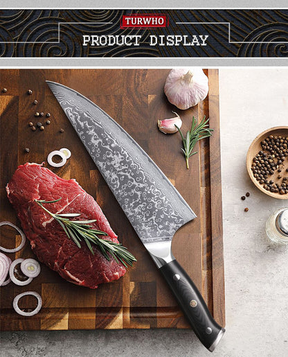 TURWHO 8.5" Kitchen Gyuto Knives 67 Layer Damascus Steel Professional Chef Knife Sharp Meat Cleaver Slicing Kitchenware Tools