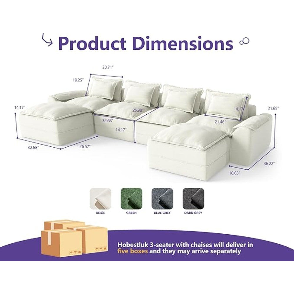 152" Cloud Modular Sectional – U-Shaped 4-Seater Couch with Ottomans, Deep Seat & Removable Cover for Living Room?