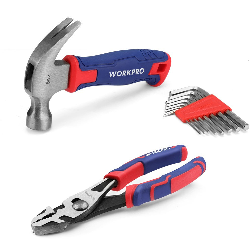 WORKPRO Conjunto de Ferramentas com 35 Peças, Kit de Ferramentas Domésticas Geral com Caixa de Armazenamento, Conjunto Básico de Ferramentas para Casa, Garagem, Apartamento, Dormitório