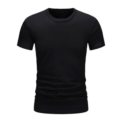 Summer Men's Cotton T-shirt Fashion Slim Black Short Sleeved Comfortable Casual Round Neck T-shirts Top Men's Clothing