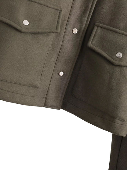 HH Jackets For Womens Autumn Fashion Solid Front Pockets Button Long Sleeve Jacket Elegant Woman Casual Outerwear Coat