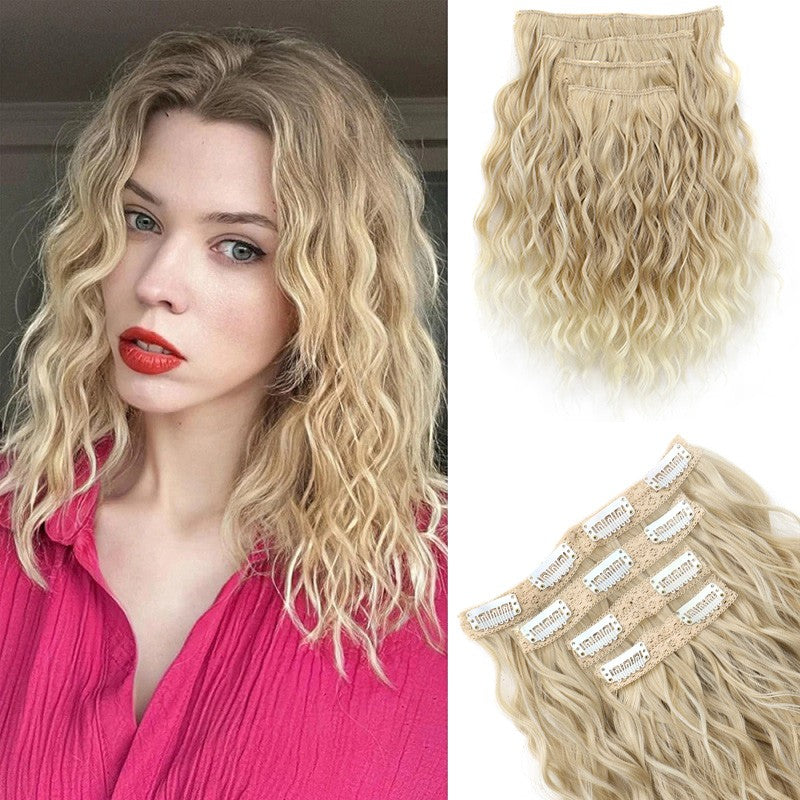 WIGSIN 12 polegadas sintético 4 pçs/conjunto de extensões de cabelo curto crespo ondulado castanho médio estilo de cabelo volumoso para mulheres