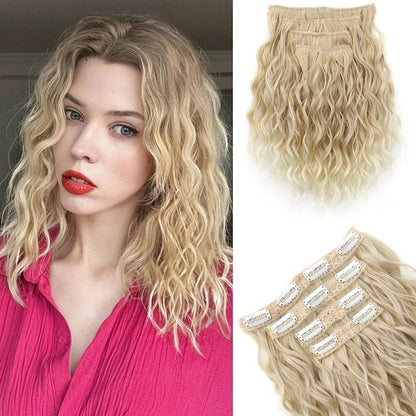 WIGSIN 12 polegadas sintético 4 pçs/conjunto de extensões de cabelo curto crespo ondulado castanho médio estilo de cabelo volumoso para mulheres