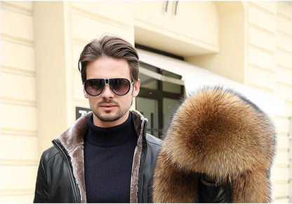 Real Fur 100% Fox Skin Russian Businessmen Pilot Bombers Full Mao Men's hat Ushanka Winter Ear Guard Hat Raccoon Fur Beanie hat