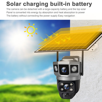 V380 Pro 12MP  Solar WIFI IP Camera CCTV Two Lens Three Screen Auto Tracking Outdoor 6K Security Surveillance PTZ Camera