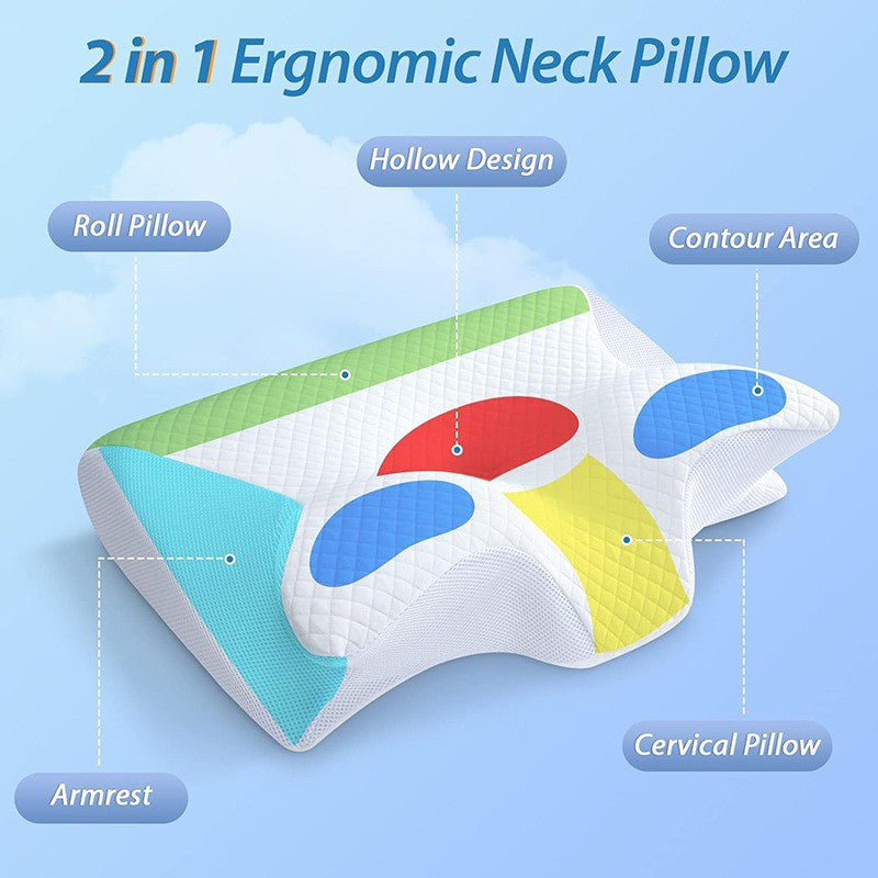 1pc Memory Foam Pillow 2 in 1 Ergonomic Contour Orthopedic Pillows for Sleeping?Cervical Orthopedic Pillow for Neck Pain