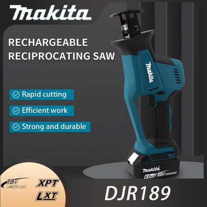 Serra Multifuncional Recarregável Makita DJR189 a Bateria de Lítio 18V, Serra para Cortar Metal, Serra Portátil, Ferramentas para Cortar Madeira
