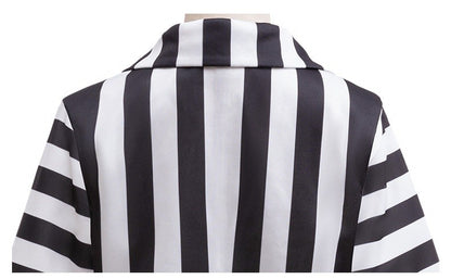 Dashing Suit Cosplay Costume Boys Girls Black and White Striped Coat+Pants Halloween Carnival Dress Up Party Costume Scary Ghost