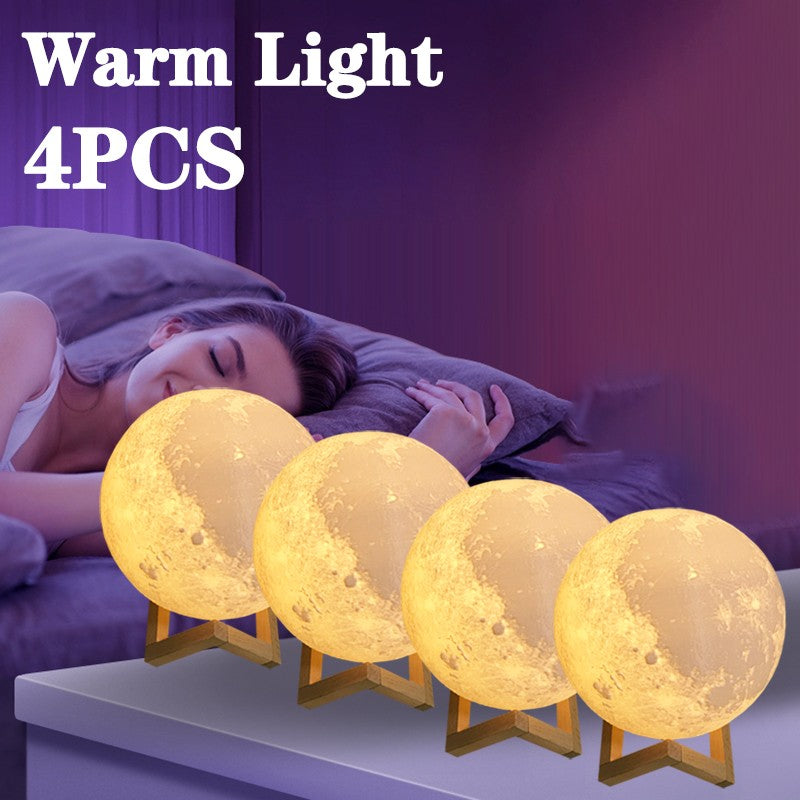 Newest 1/2/4PCS Moon Lamp LED Night Light Battery Powered with Stand Starry Lamp Bedroom Decor Night Lights Kids Gift Moon Lamp