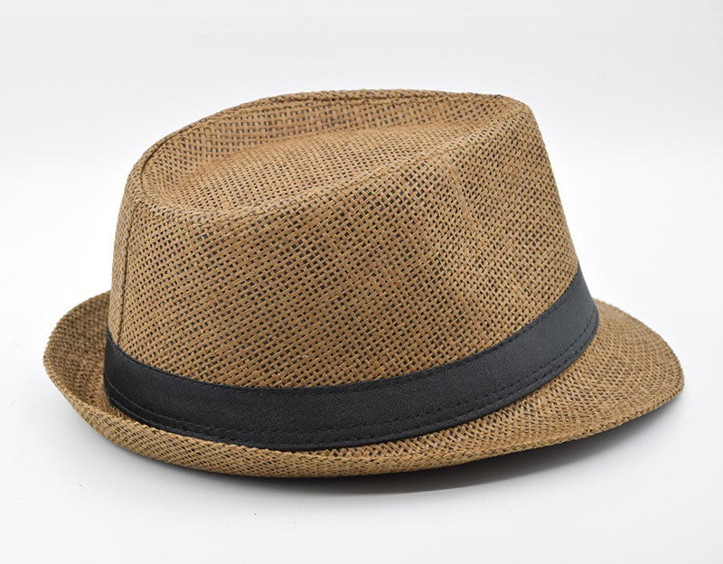 Fashion Unisex Women Men Straw Hat Ribbon Curling Brim Jazz Fedora Hat Panama Gangster Cap Outdoor Beach Parent-Child Sun Hats