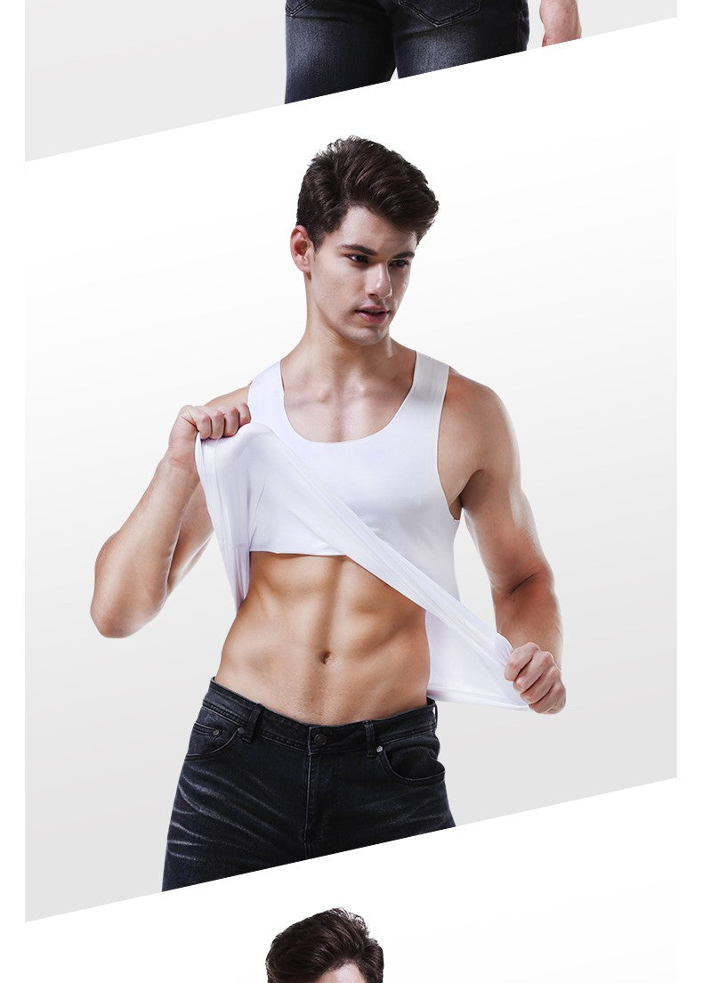 Men's vest Ice Silk seamless fitness summer slim-fit breathable underwear Youth sports hurdle sleeveless undershirt