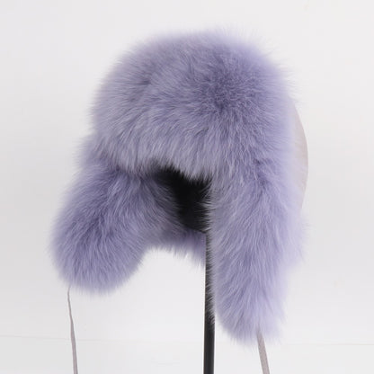 2025 Novo Chapéu Feminino Ushanka Russo de Pele de Raposa Natural Inverno Grosso Quente Orelhas Moda Chapéu Bomber Senhora Gorro Genuíno de Pele de Raposa Real