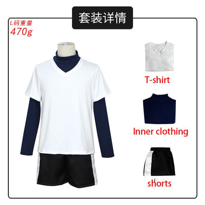 ?Wetrose?In Stock Killua Zoldyck Cosplay Costume Hunter × X Hantaa Kirua Zaoldyeck T Shirt Full Set Wig Halloween Xmas New