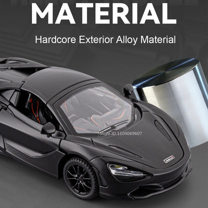 1:32 720S F1 Modelo Miniatura Carros Esportivos Liga Fundida Ornamento Supercarros Som Luz Portas Abertas Puxar Para Trás Presentes Infantis