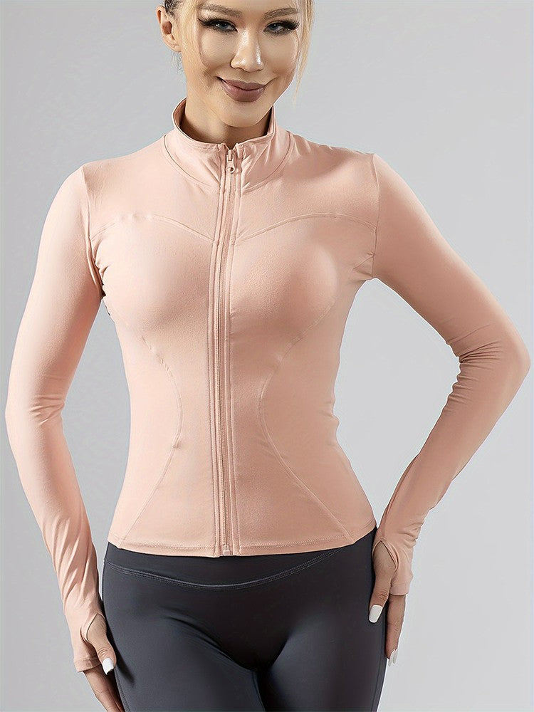 Yoga clothes women's autumn and winter sports yoga coat standing collar long sleeve top Pilates training running fitness clothes