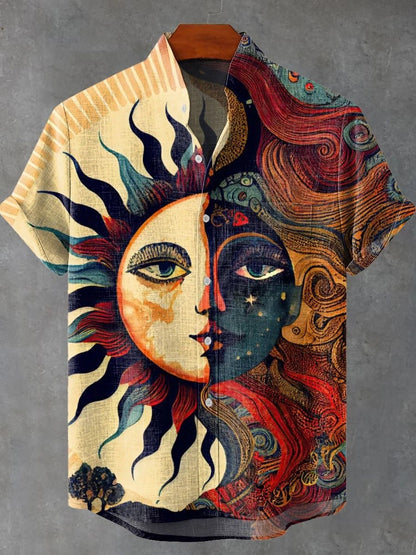 New Men's Summer Fashion Printed Linen Comfortable Short Sleeve Shirt 3D Art Shirt Fast Shipping