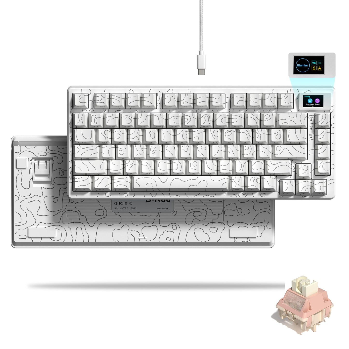 Teclado Gamer Mecânico Womier S-K80 75% com Display OLED Colorido Hot Swap Gasket Mount RGB Teclado Personalizado