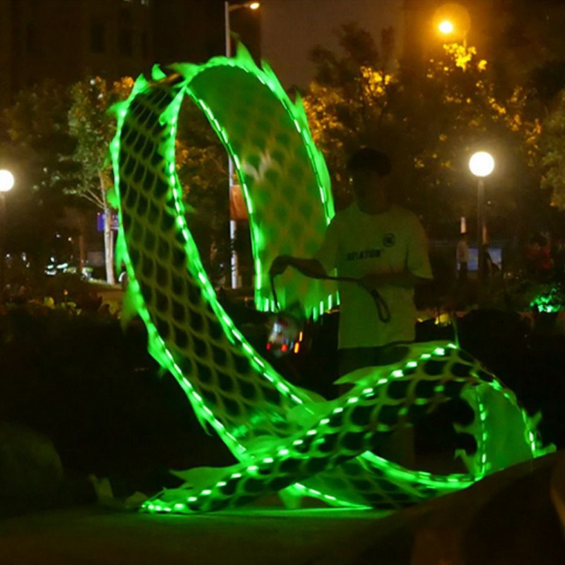3Meters LED Glowing Dragon Poi With Dragon Head Chinese Dragon Dance Outdoor Fitness Juggling LED Dragon Stream Props