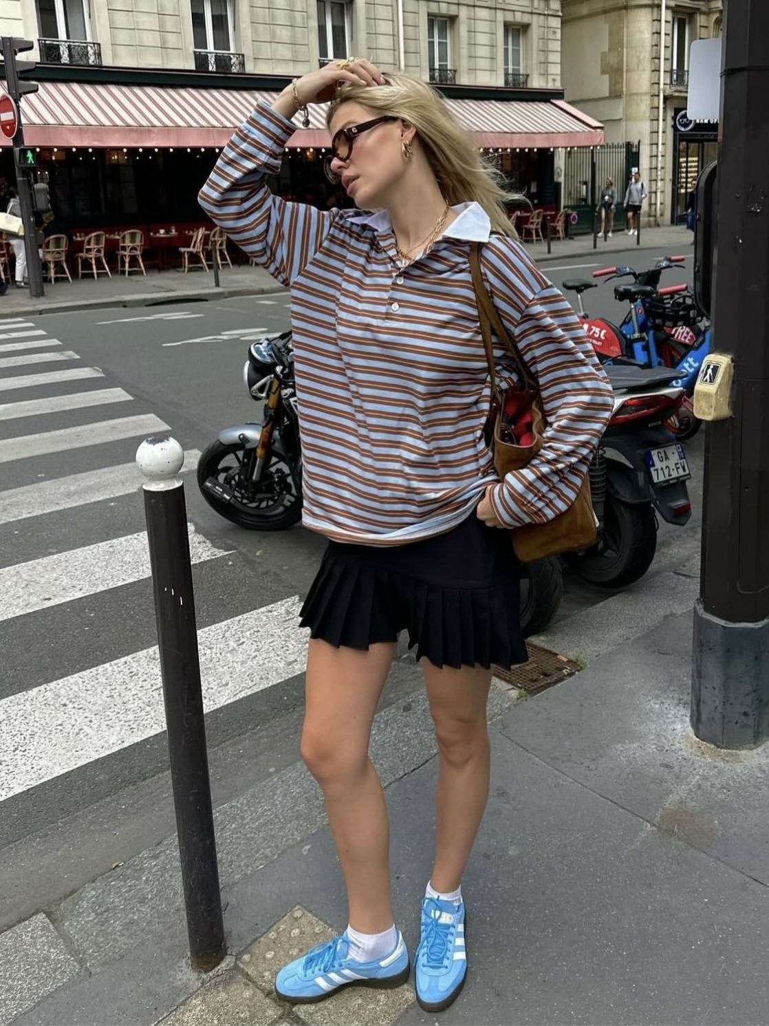 Autumn New Striped Loose Polo Collar Women Tops Fashion Vintage Patchwork Long Sleeve T Shirt Streetwear Women Basic Tops