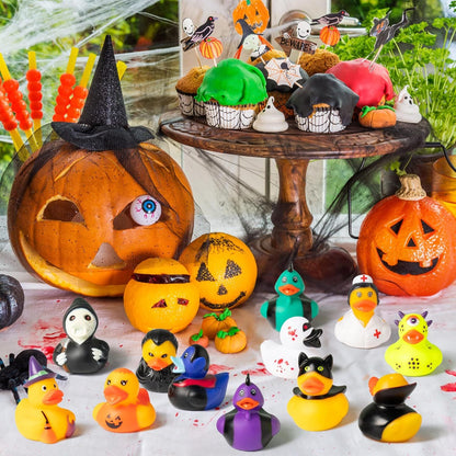 16-320pcs Halloween Rubber Ducks Halloween Style Ducks for Jeeps Ducking Trick or Treat Supplies Funny Rubber Toys For Kids