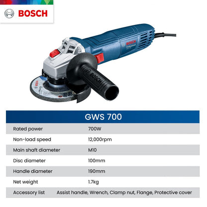 Esmerilhadeira Angular Elétrica Bosch GWS700 12000Rpm Máquina de Moer Multifuncional Portátil para Polimento de Metal Ferramentas Elétricas de Corte