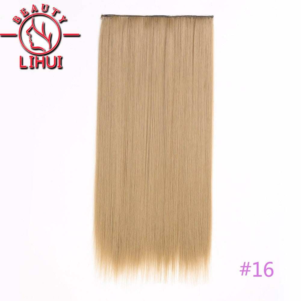 Extensões de cabelo sintéticas com clipe, longas e lisas, com 5 clipes em uma única peça, extensões de cabelo multicoloridas LIHUI