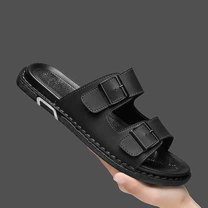 Shoes Men Sandals Slippers Sneaker Leather Men's Sneakers Summer Beach Shoes Sandals For Male Large Size Black Casual Sandals