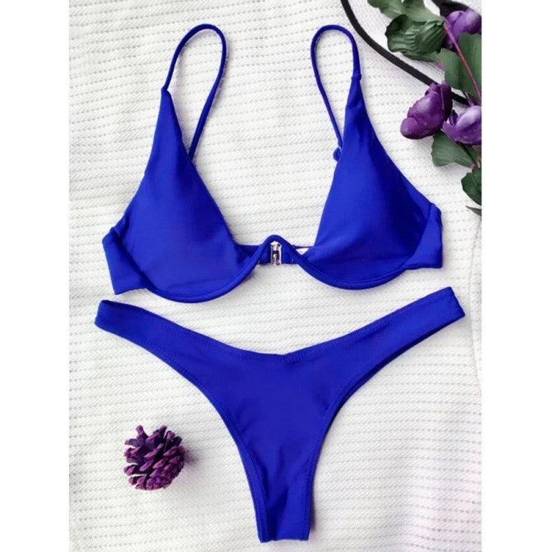 Split Bikini Push Up Swimsuit Women Sexy Triangle High Cut Thong Bikini Set Summer 2025 New Beach Vacation Bathing Suit 2 Piece
