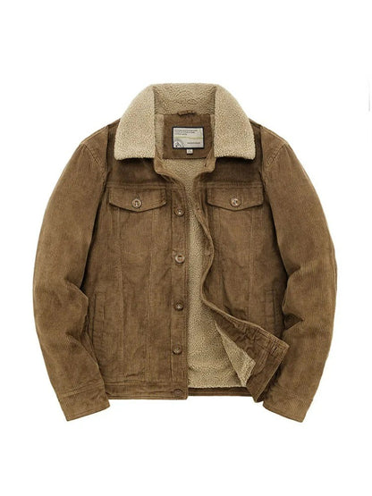 Male Cotton Jackets Padded Warm Loose Parka Coat Corduroy Short Jacket Man Solid Fur Collar Windbreaker Winter Men Fleece Jacket