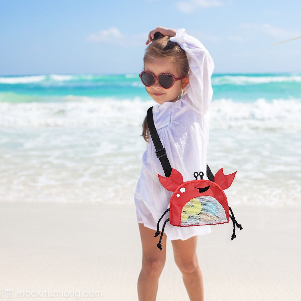 Crab Children's Beach Bag Storage Bag Outdoor Shell Bag Travel Crossbody Small Backpack Toy Storage Bag
