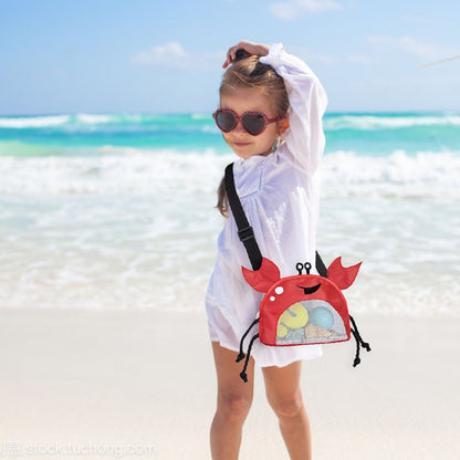 Crab Children's Beach Bag Storage Bag Outdoor Shell Bag Travel Crossbody Small Backpack Toy Storage Bag