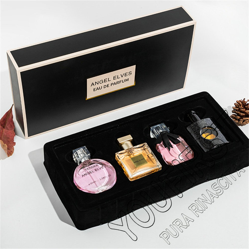 Perfume Feminino de Alta Qualidade 120ml Conjunto de 4 Peças Perfumes Femininos com Caixa de Presente Parfum Femme Spray de Fragrância Duradoura com Aroma Floral Frutado