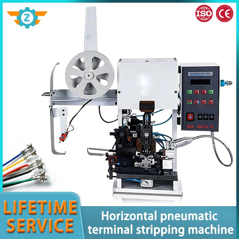 Máquina horizontal automática multifuncional para crimpar e decapar cabos com terminais para cabos multicoaxiais com revestimento AWG36-AW20